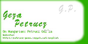 geza petrucz business card